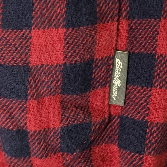 EDDIE BAUER mens small plaid red long sleeve  Button shirt - Picture 11 of 13